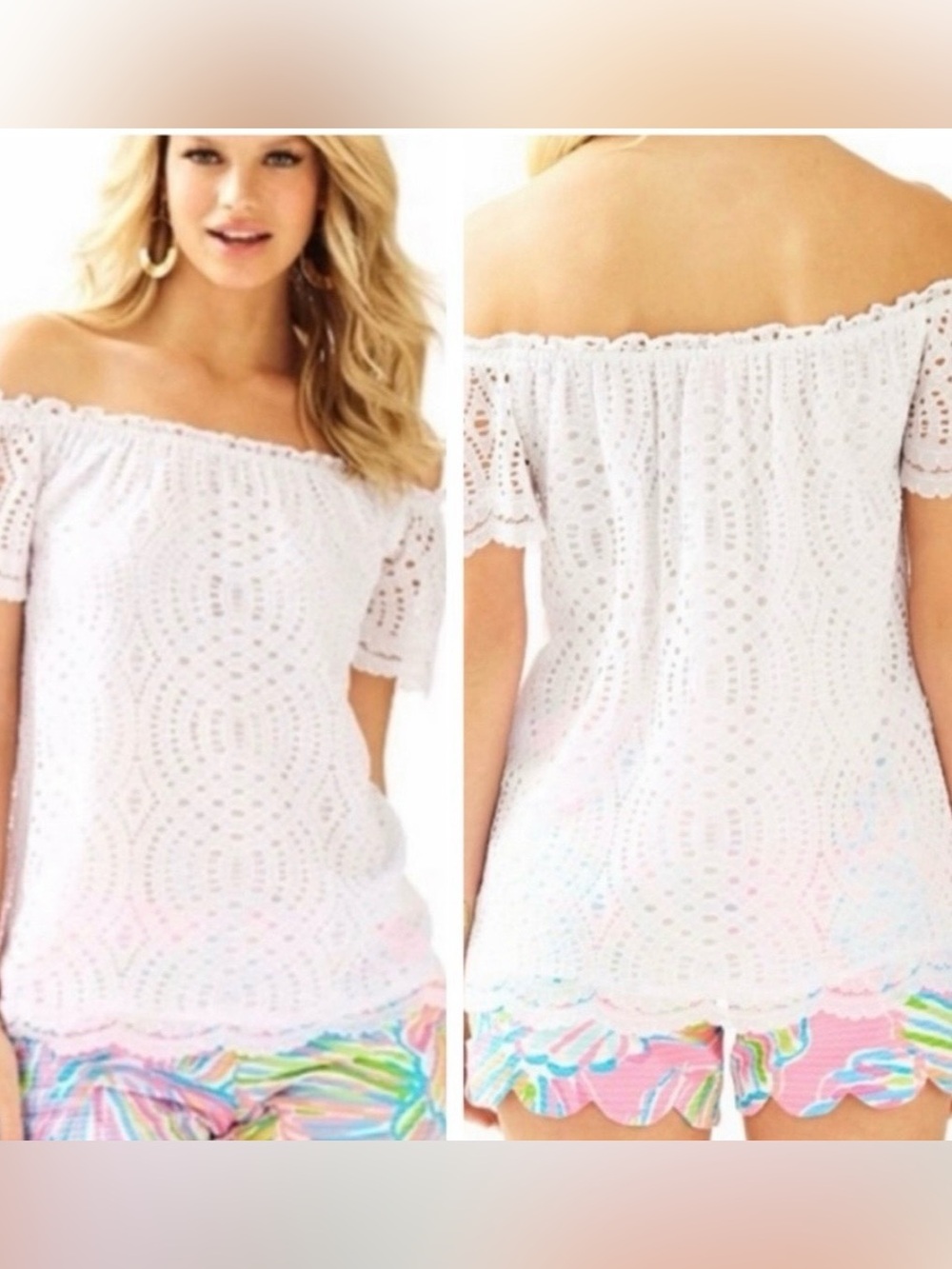Lilly Pulitzer  Crochet Off-Shoulder Top